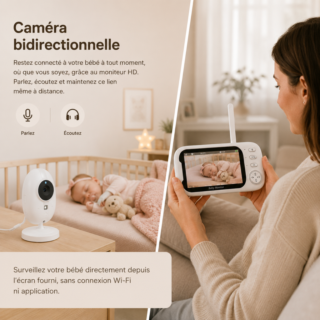 Babyphone vidéo compact 3,5 pouces