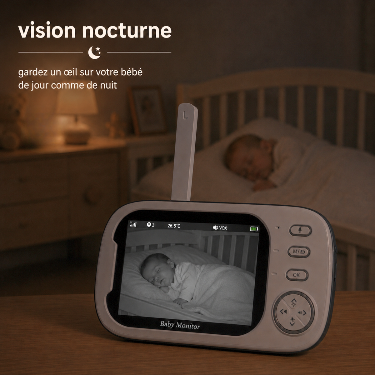 Babyphone vidéo compact 3,5 pouces