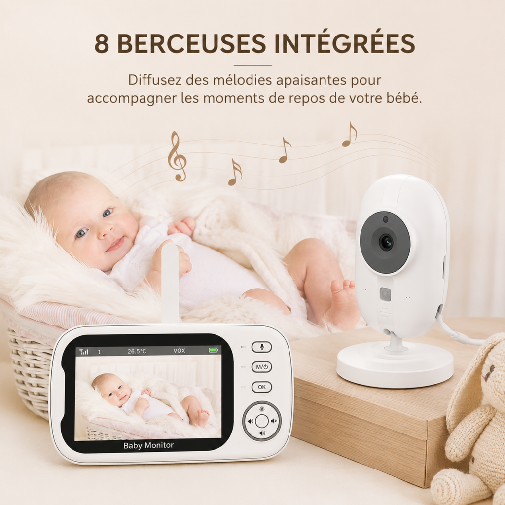 Babyphone vidéo compact 3,5 pouces