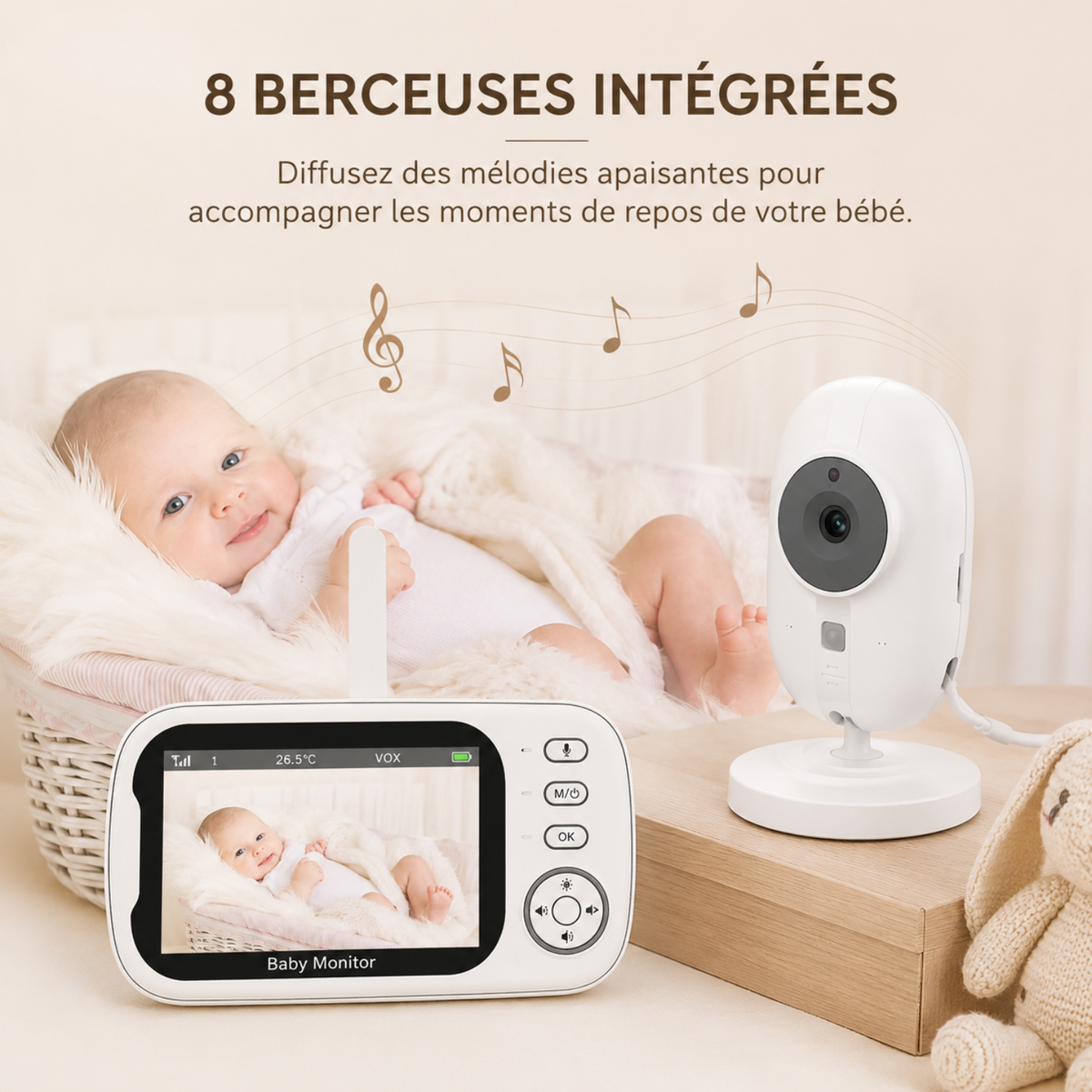 Babyphone vidéo compact 3,5 pouces
