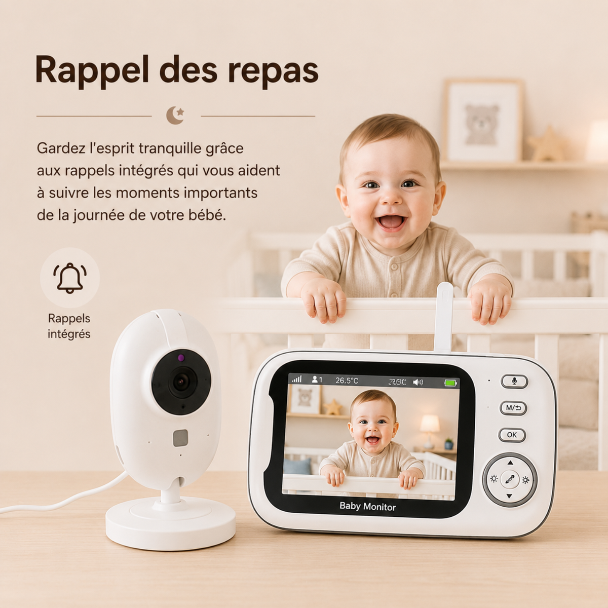 Babyphone vidéo compact 3,5 pouces