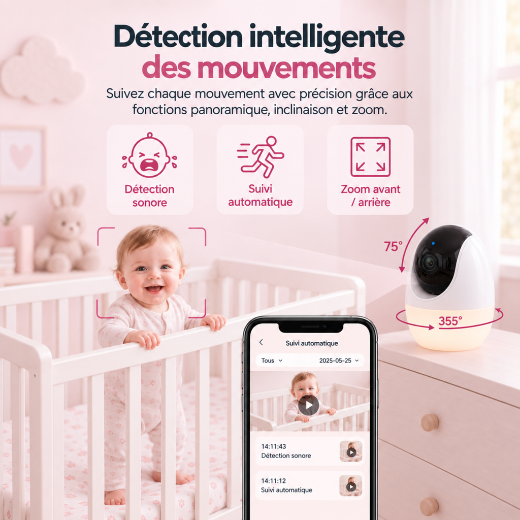 Babyphone vidéo connecté 4,3 pouces