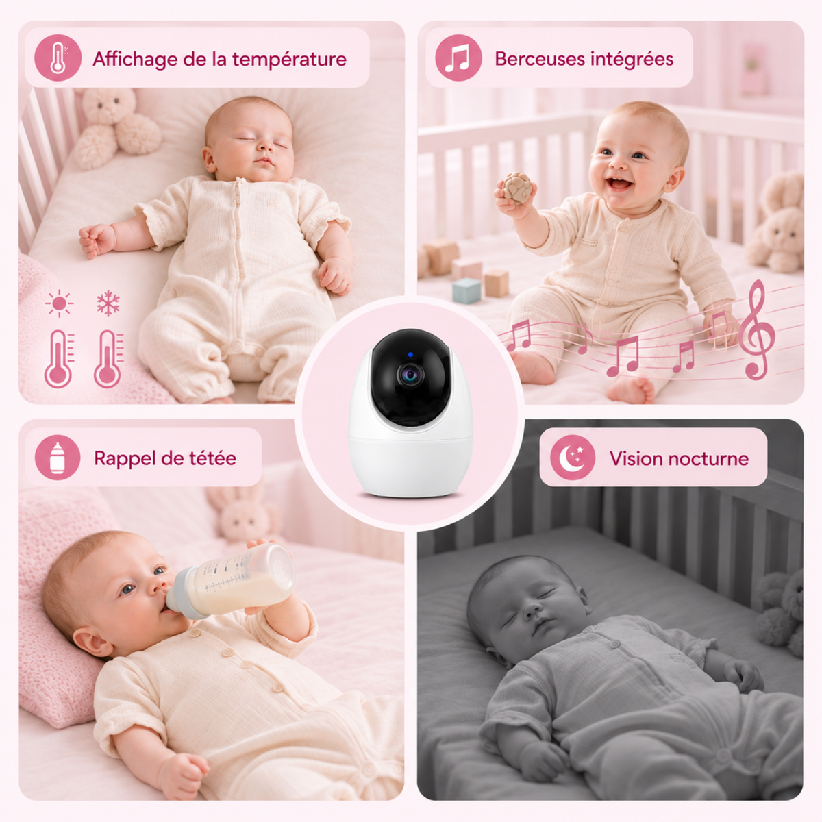 Babyphone vidéo connecté 4,3 pouces