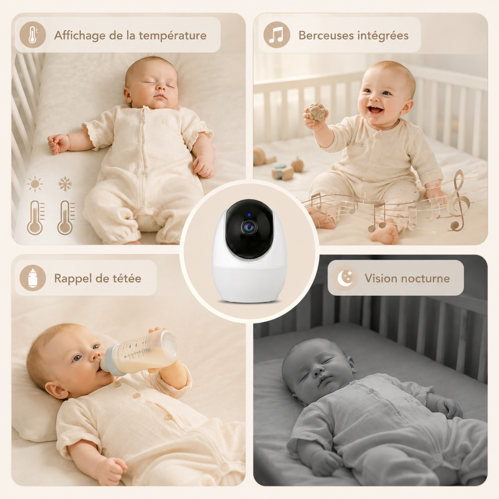 Babyphone vidéo connecté 4,3 pouces