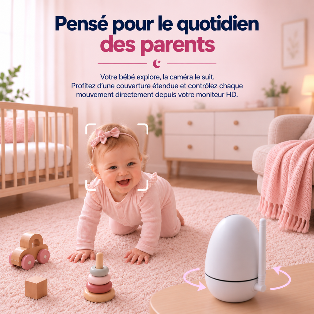 Babyphone vidéo grand écran 5 pouces
