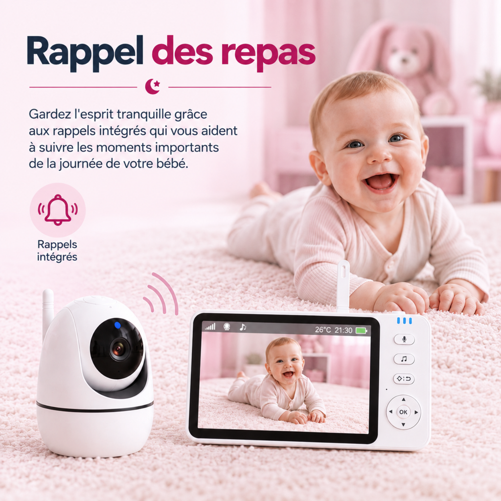 Babyphone vidéo grand écran 5 pouces