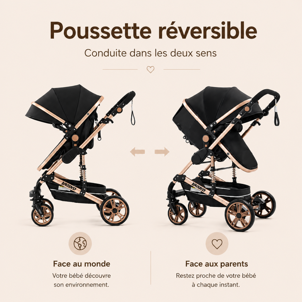 Poussette 3 en 1 Noire