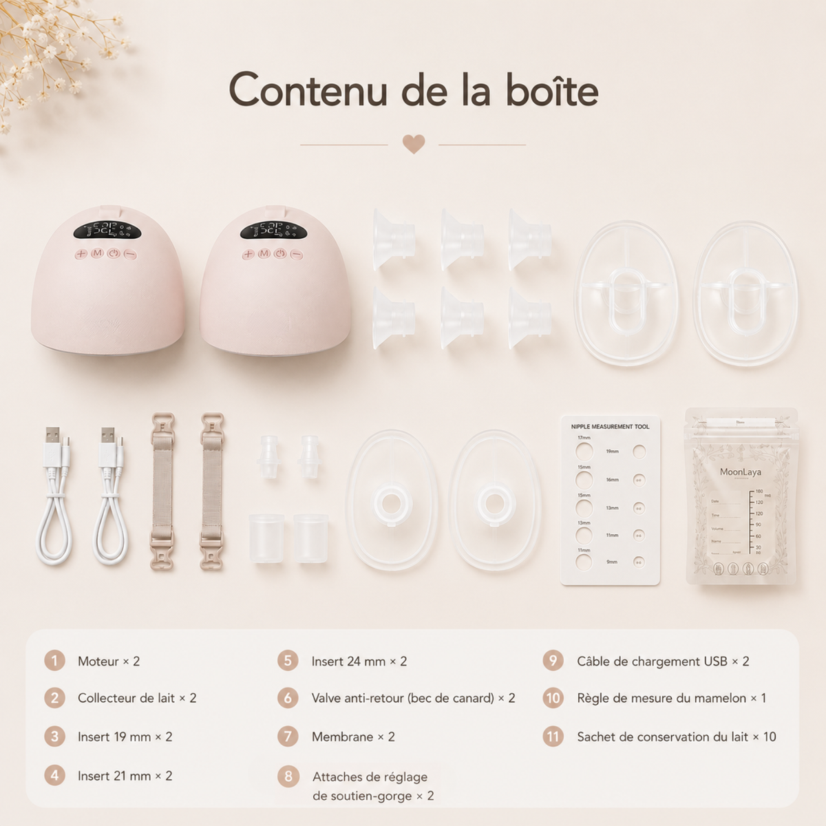 Tire-lait électrique double mains libres