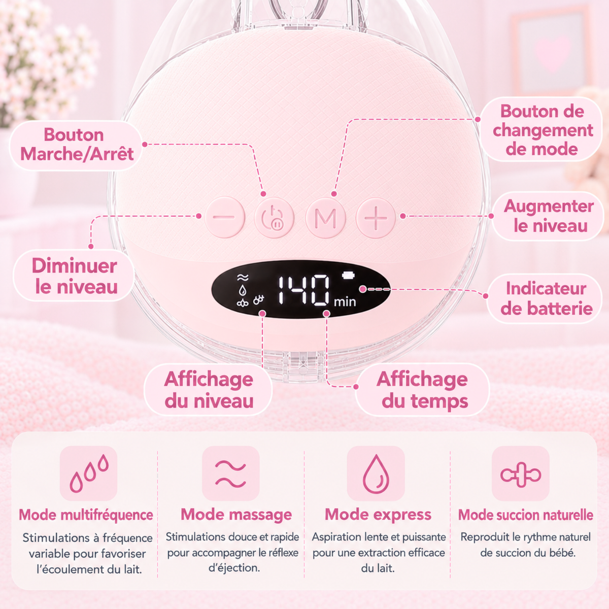 Tire-lait électrique simple mains libres