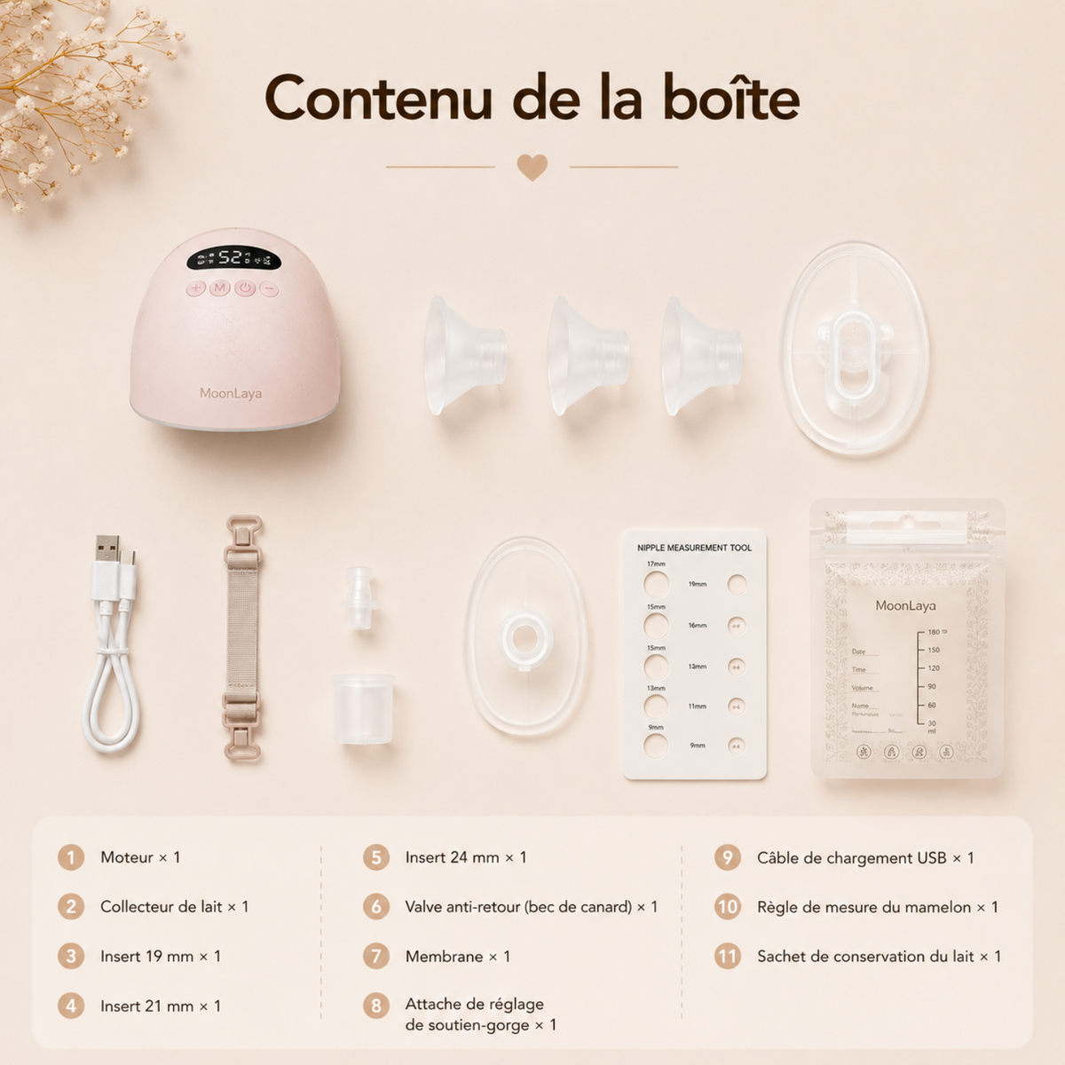 Tire-lait électrique simple mains libres